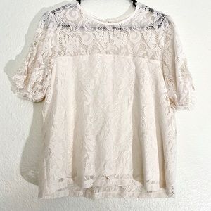 Anthropologie Soft White Lace Top